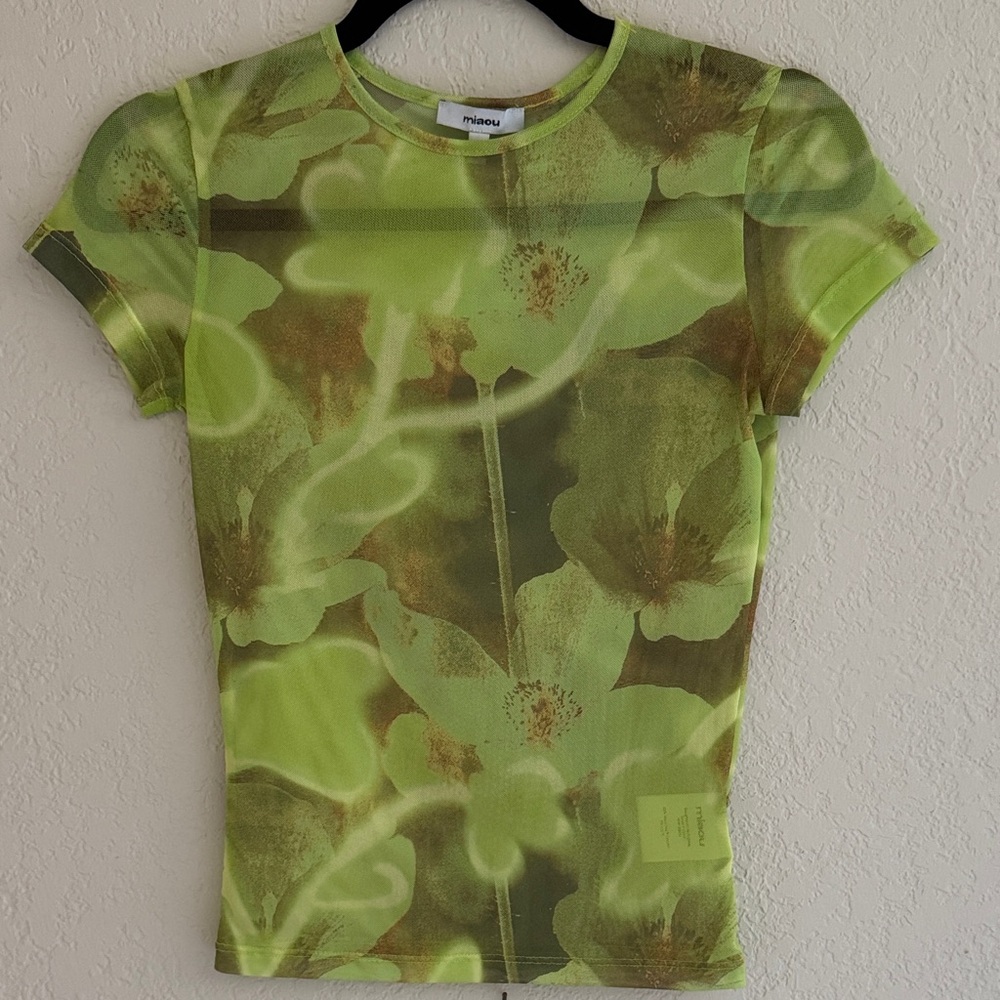 Miaou Lime Green Mesh Top